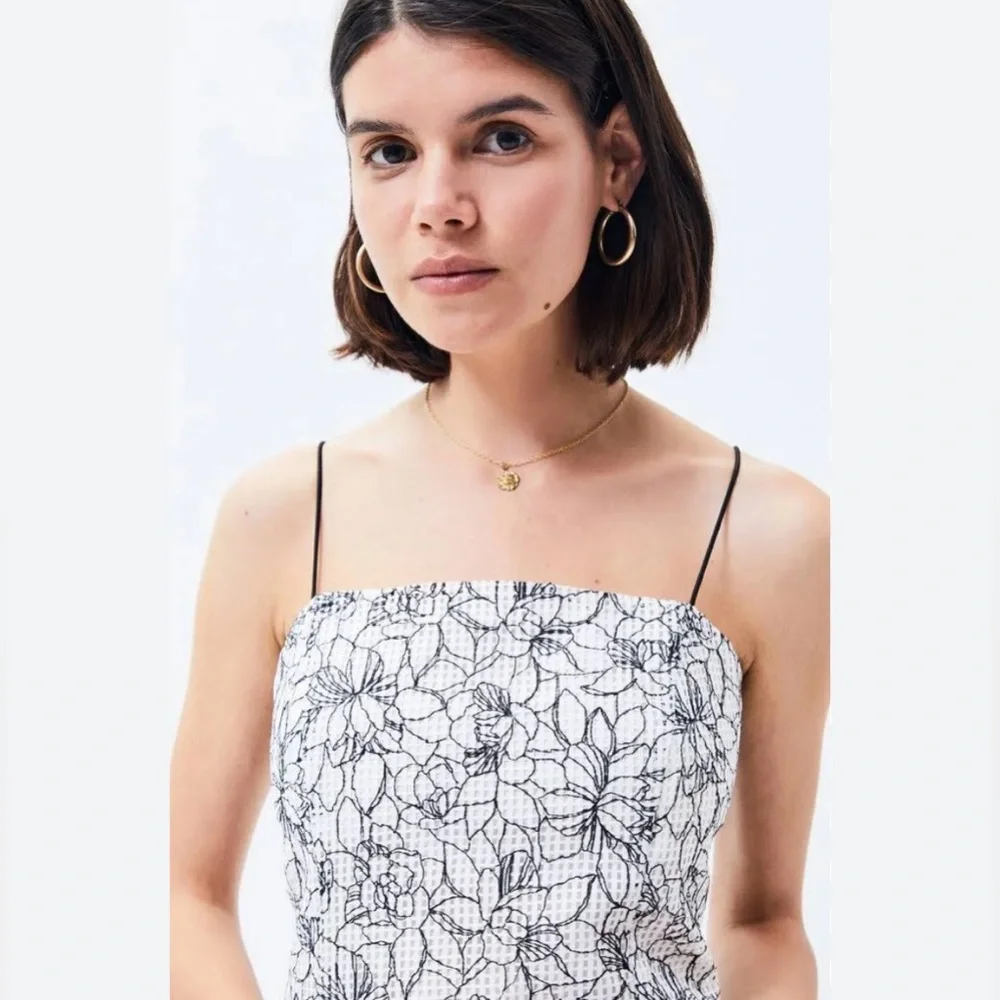 NWT Bardot Sleeveless Angie Floral Embroidered Jacquard Mini Dress Black/White - Picture 4 of 12